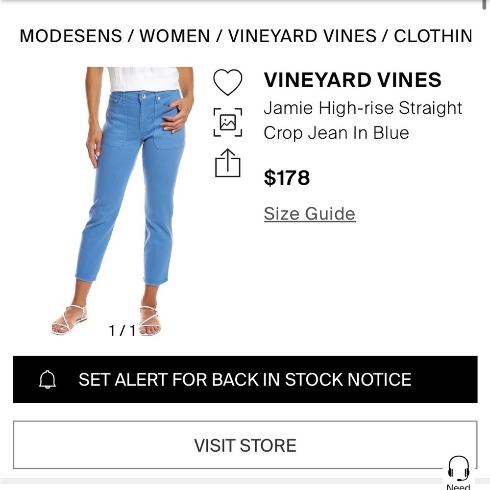 Vineyard Vines Blue Denim Straight crop Leg Jamie - Picture 6 of 6